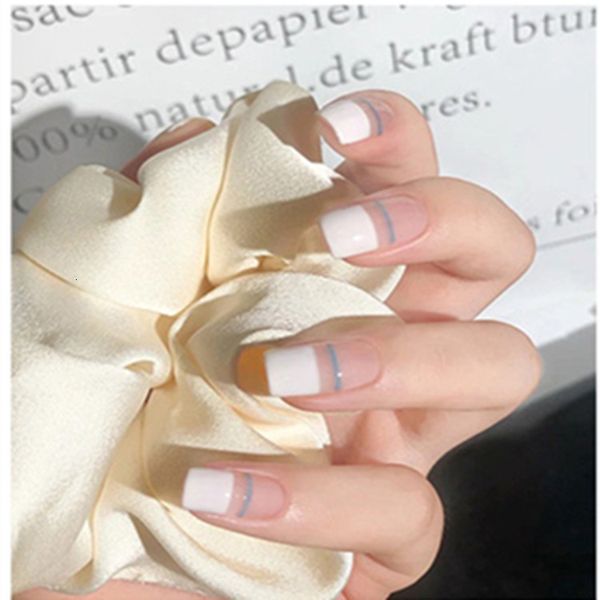 

net red false wearing finished french blue line removable nail patch p156, Red;gold