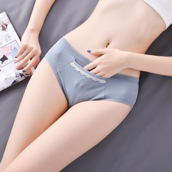 

fashion -l mid rise women cotton panties female underwear comfortable breathable women's, Black;pink