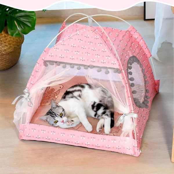 

cat beds & furniture pet tent cloth mini folding nest with floor dog accessories easy to carry and removable for cleaning