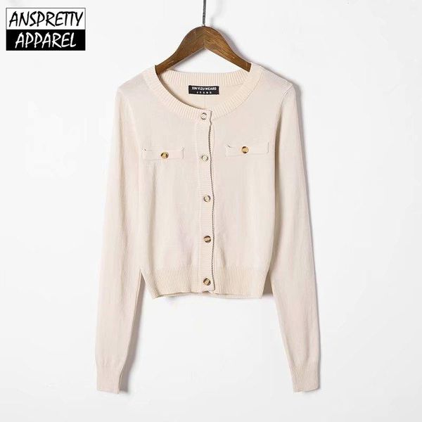 

women's sweaters anspretty apparel 2021 spring knitwear women knitted sweater single breasted cardigan buttons crop, White;black