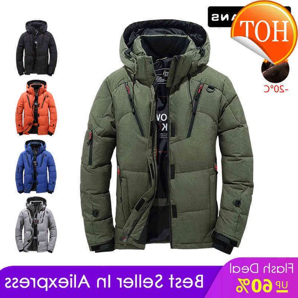 

fishing men's white duck down jacket warm hooded thick puffer coat male thermal winter clothes m-5xl, Black