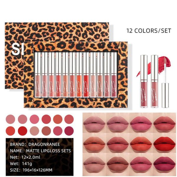 

lip gloss 12 color set box non-stick cup matte gift
