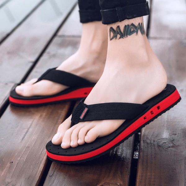 

slippers summer big size youth of fish men massage non-slip cool outside flip flops breathable thick-soled toe sandals, Black