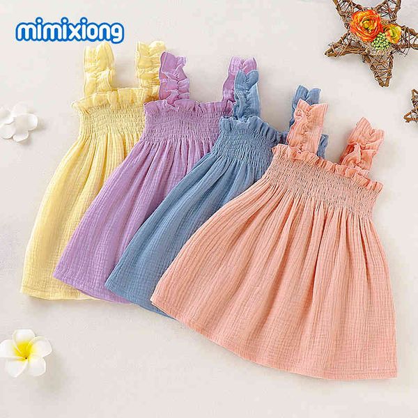 

factory wholesale new summer cotton linen solid color girls suspender dress, Red;yellow