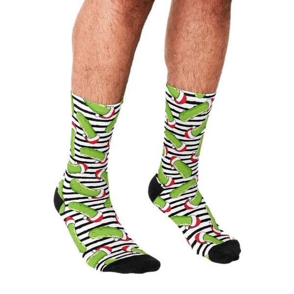 

men's socks funny christmas pickles printed men harajuku happy hip hop novelty cute boys crew casual crazy for, Black