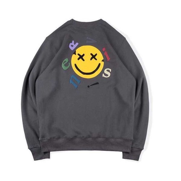 

21s kanye hip hop street trend smiley face round neck sweater new loose and versatile pullover for autumn, Black