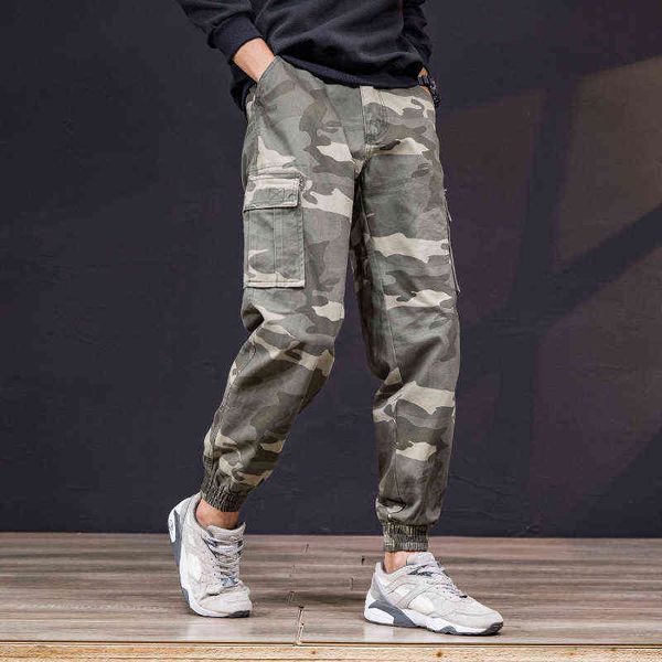 Top Qualität Camouflage Cargo Hosen Männer 100% Baumwolle Lose Fit Militär Hosen Khaki Hosen Casual Mann Hosen Streetwear Jogger H1223