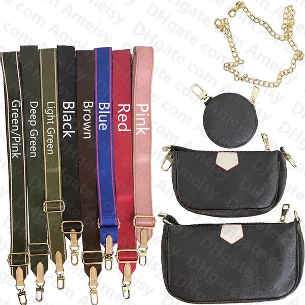 

designer bags 3 set designer crossbody bag for women shoulder bags cross body with coin purse 8 colors straps chain composite purses