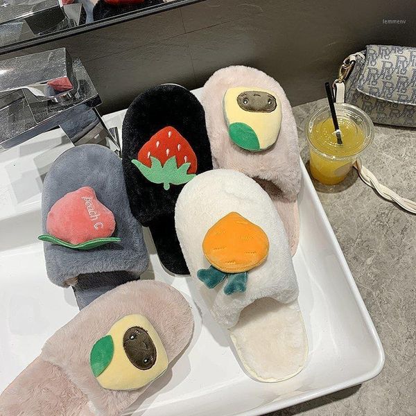 

women fur home slippers 2021 winter lady fluffy sliders comfort furry flats ladies shoes colorful female indoor flip flops bh211, Black