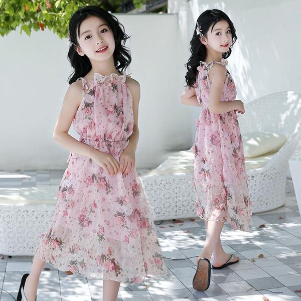 

girl's dresses sweety kids teen girls floral strap ruched tulle dress princess children off shoulder holiday beach a-line, Red;yellow