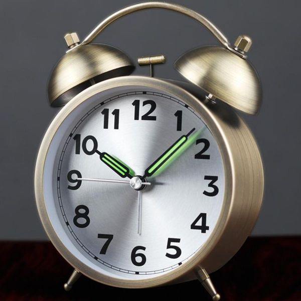 

timers 4.5 inch twin bell alarm clock metal frame with backlight function desk table despertador