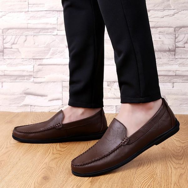 

men casual flat shoes hollow mesh soft sole loafers mens fashion formal business driving boat plus size dress, Black