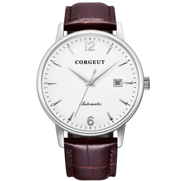 

wristwatches mens mechanical watches automatic watch, automatic, sports waterproof, business simplicity, luminous calendar week, Slivery;brown