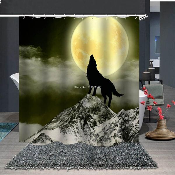 

wolf animal print bathroom shower curtain home decor waterproof and mildew proof partition curtains