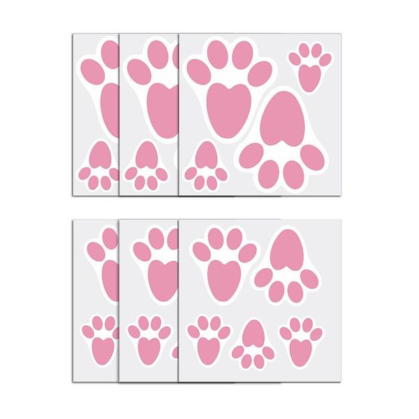 

easter sticker with 3 sizes foot print paster pink glass decor for festival window floor js22 wall stickers