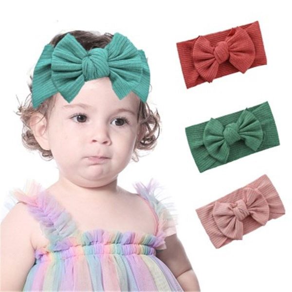 

hair accessories cute stretchy knit bow headbands for girls fashion elastic soft ties wide turban head wrap bands, Slivery;white