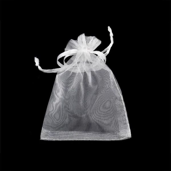 

gift wrap wholesale 100pcs/lot drawable white small organza bags 7x9cm favor wedding christmas bag jewelry packaging & pouches