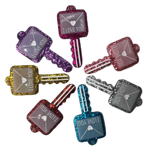 

decorative objects & figurines 20/50pcs cute resin glitter i love you envelope key charms pendants for necklace chain jewelry making