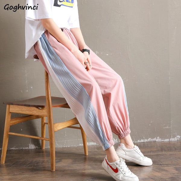 

women's pants & capris women patchwork chic lace-up pleated bundle fashion teens trousers womens korean style daily streetwear chiffon, Black;white
