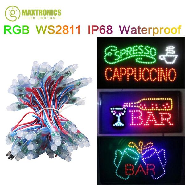 

12mm ws2811ic led pixel module digital full color rgb independently addressable string lights waterproof ip68 modules