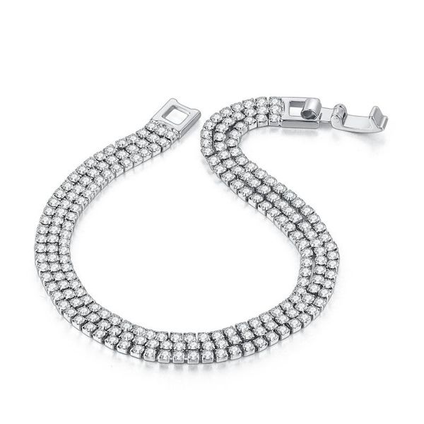 

luxury three rows wedding bracelet for women milticolor 2mm cubic zirconia rose black gold color fashion jewelry kc116