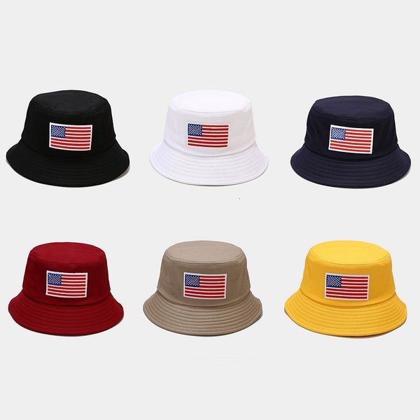 

american flag label fisherman's hat men's and women's embroidered sunscreen basin hat sunshade hat