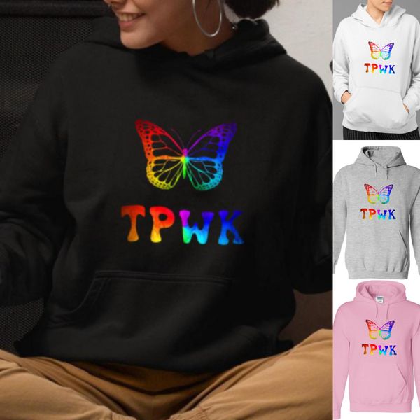 

fashion trends ladies' sweaters autumn 2021 women's letter butterfly printed hooded pullover hoodies, Black