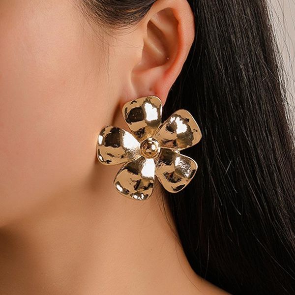 

stud 8seasons sweet silver/rose gold/golden color metal alloy flower earrings for women wedding party jewelry, Golden;silver