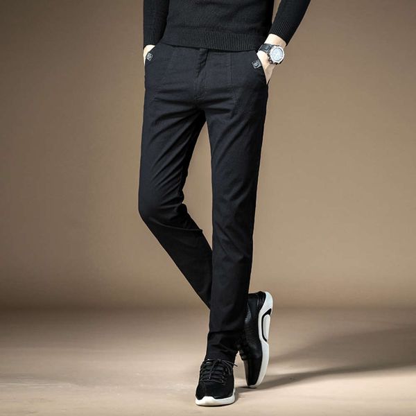 

autumn and winter thickened cotton pants handsome casual youth fashion slim, Black
