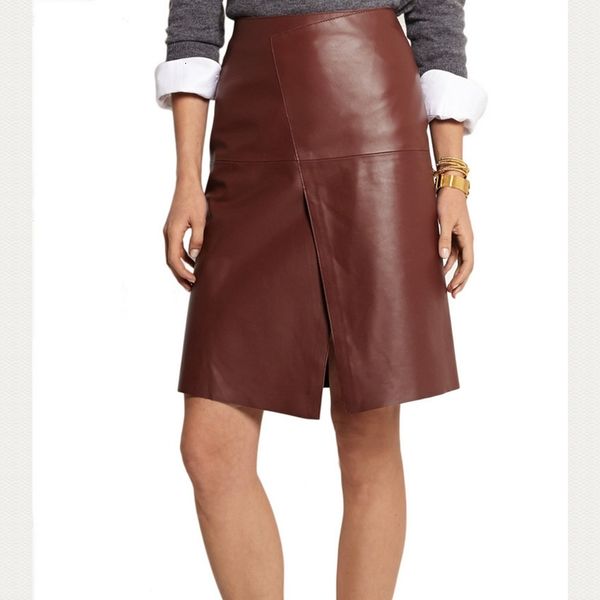

dress women 100% sheepskin genuine fashion female design a slim hip skirt real leather h74, Black;gray