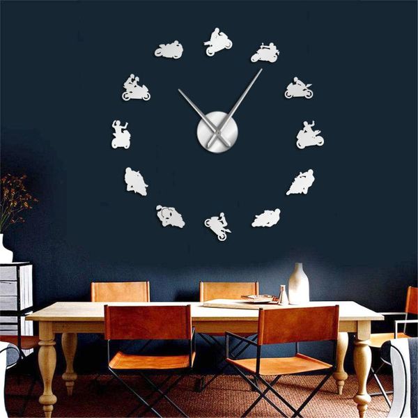 

wall clocks motocross sports bike art home decor diy giant clock watch extreme motorbike super speed racer bikers gift