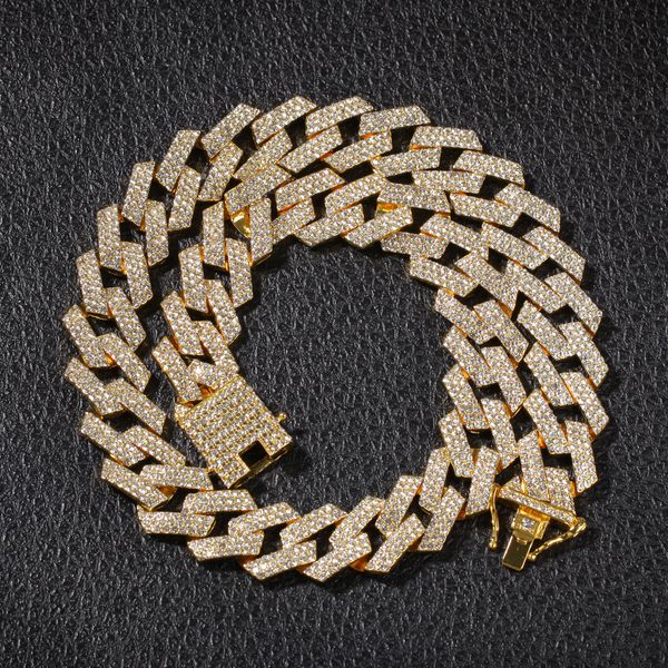 

iced out miami cuban link chain mens rose gold chains thick necklace bracelet fashion hip hop jewelry, Silver