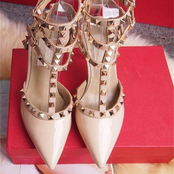 

women high heels s sho party fashion rivets girls pointed toe buckle platform pumps wedding black white pink color