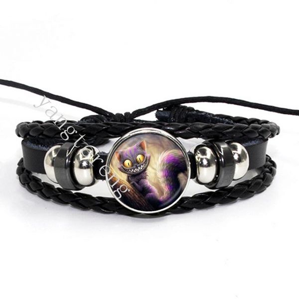 

link, chain 2 pieces vintage leather rope woven combination black bracelet b18