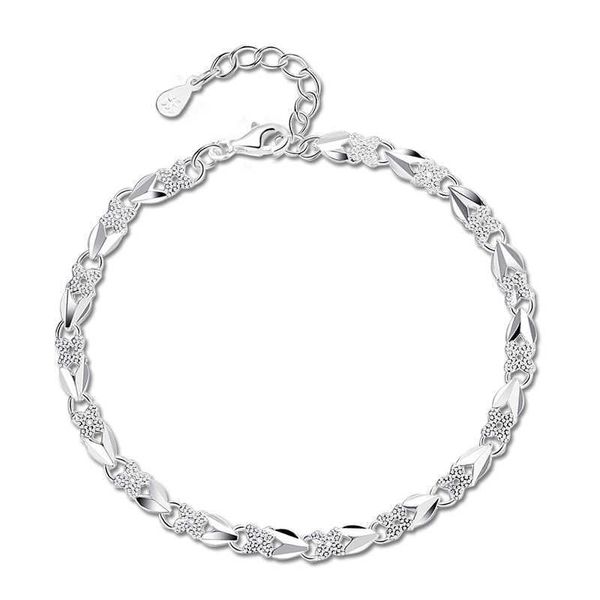 

sace gem 999 sterling silver adjustable bracelet, four leaf clover, designed for women, equipped with exquisite fashion jewelry and gifts, Golden;silver