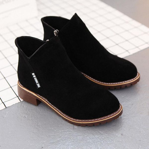 

boots autumn winter zipper women suede warm snow ankle fur plush shoes y, Black