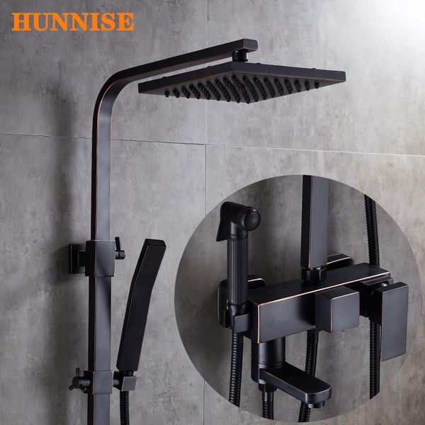 

bathroom shower set brass mixer faucet black bronze rainfall head luxury sets