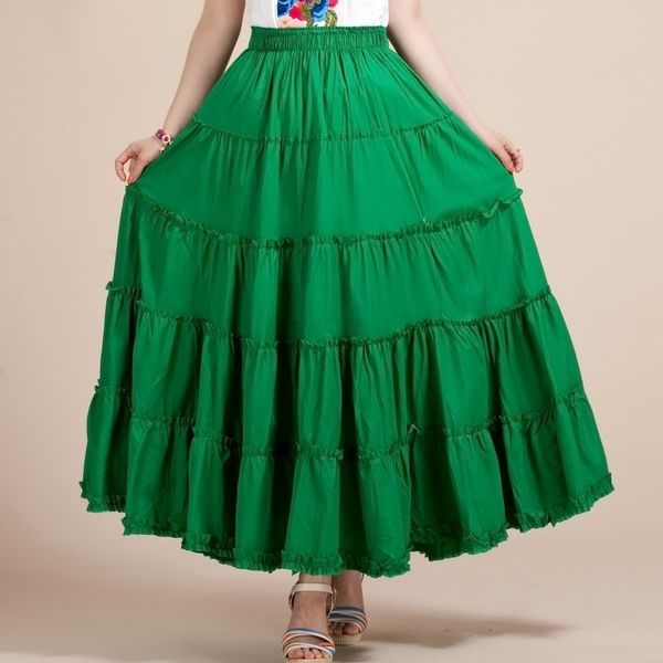 

Skirts skirts Summer Bohemian Patchwork Maxi Cotton Linen Blend A-line Boho Candy Beach Ankle Length Long Dancing CG0N, Black