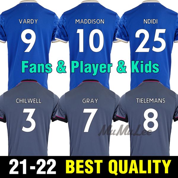 

leicester soccer jersey 21 22 football shirt city 2021 2022 vardy ndidi maddison iheanacho tielemans gray barnes morgan ricardo uniforms men, Black;yellow