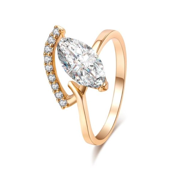 

wedding rings 2021 luxury cubic zirconia ring for women classic micro austria crystal gold-color elegant jewelry wholesale, Slivery;golden