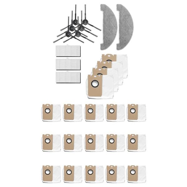 

1set side brush kit wipe mops filter dust collector bag for proscenic m7 pro & 15pcs leakproof dedicated vacuum cleaners
