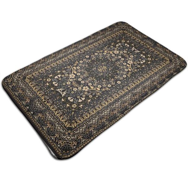 

carpets turkish black gold floral carpet non-slip entrance door floor mat absorbent bath kitchen rug welcome mats
