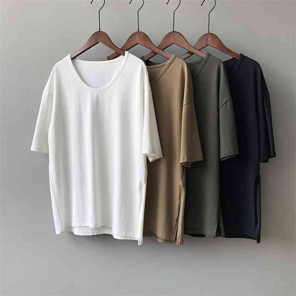 

summer oversize t-shirts loose cotton round neck 99% streetwear 210421, White