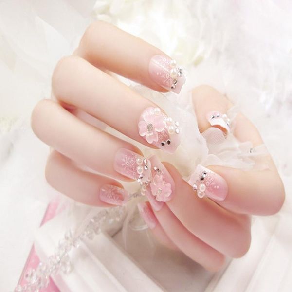 

nail art kits 24pcs/set reusable acrylic fake nails with adhesive sticker glue press on full cover tips extension manicure tool