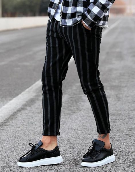 

men's pants stm striped casual fabric tracksuit street style black