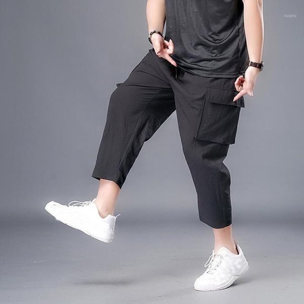

men's pants summer spring men vintage chinese style plus size 7xl 5xl straight, Black