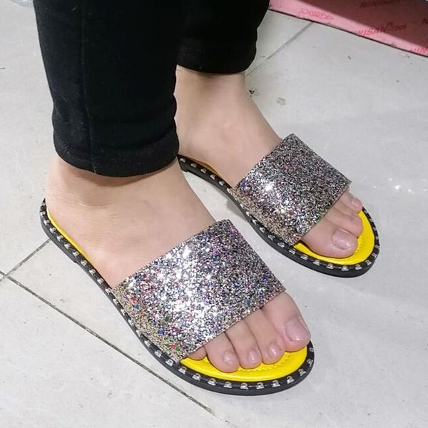 

slippers summer women sandals bling shoes beach 2021 big size flip flops woman outdoor casual sandalias mujer, Black