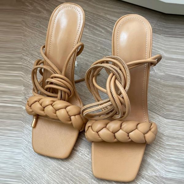 

sandals big size 43 fashion high heels ladies women summer weave transparent strange gladiator open toe shoes cute, Black