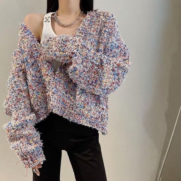 

women's knits & tees runway fall korean color braided small fragrance sweater knitted thick sweet elegant brand cardigan chic coat, White