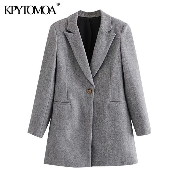

women fashion office wear single button woolen coat long sleeve pockets female outerwear chic overcoat 210420, Black